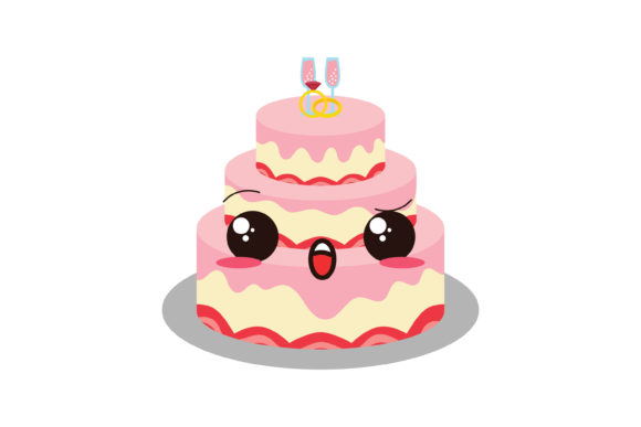 Kawaii Wedding Cute Cake Illustration Review for Real Embroidery Projects