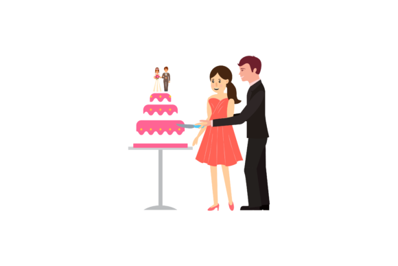 Wedding Party Couple Character for Real Embroidery Projects